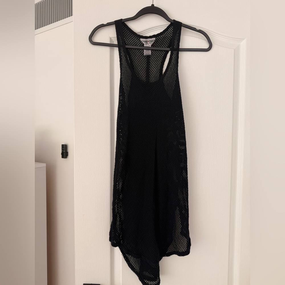 Black Mesh Tank Top / Bathing Suit Coverup